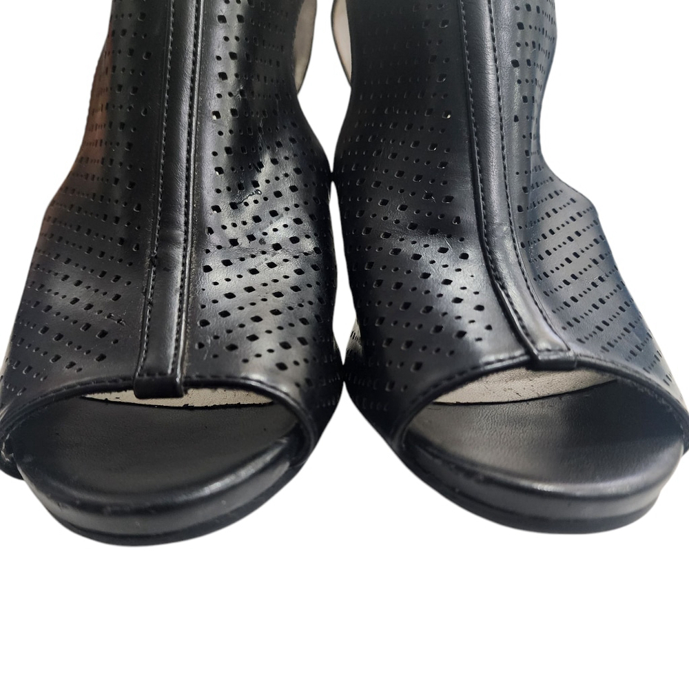 White Mountain 8M Womens Black Block Strappy Heels Pre-owned - Picture 3 of 12